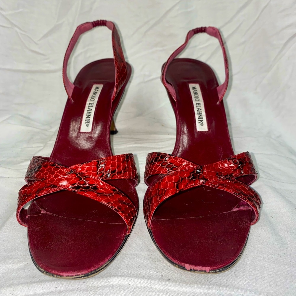 Red Snakeskin Manolo Blahnik